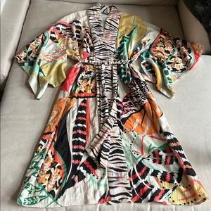 NEW ANTHROPOLOGIE Conditions Apply Colorful Pattern Kimono Robe Cover Up OneSize